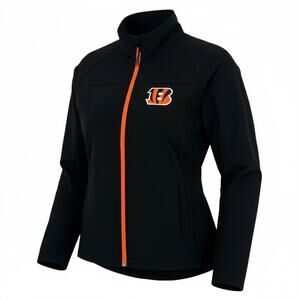 NFL Cincinnati Bengals Jacket Women L G Black Zippered Long Sleeve 100 Polyester